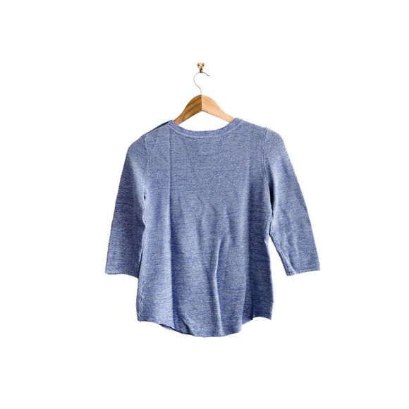Talbots Petite Knit Sweater Blue White Variegated Button Details Women's S - Picture 2 of 10